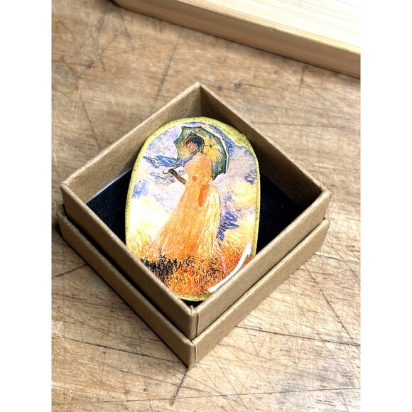 Claude Monet "Femme A LOmbrelle" Brooch Pin - Art-Inspired Jewelry - Picture 1 of 8
